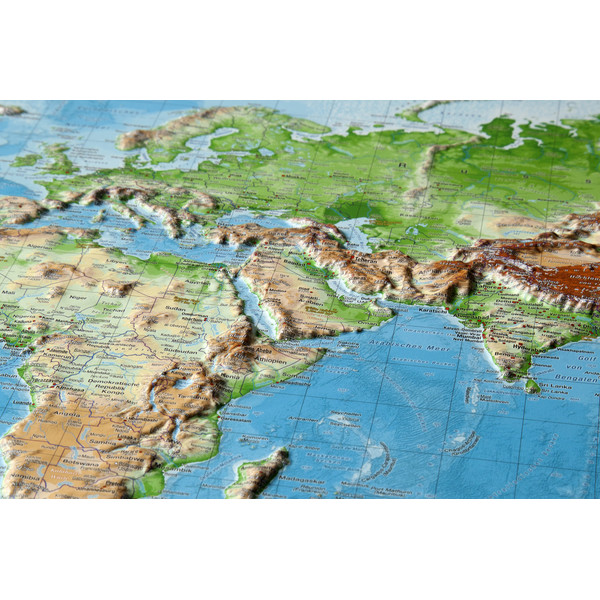 Georelief Mappa del Mondo Planisfero in rilievo, grande (in tedesco)