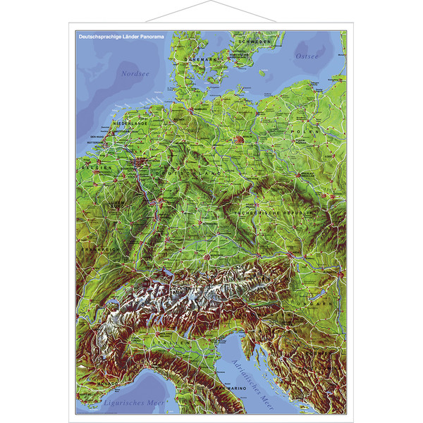 Stiefel Mappa Regionale Paesi di lingua tedesca, panoramica con profili in metallo (in tedesco)