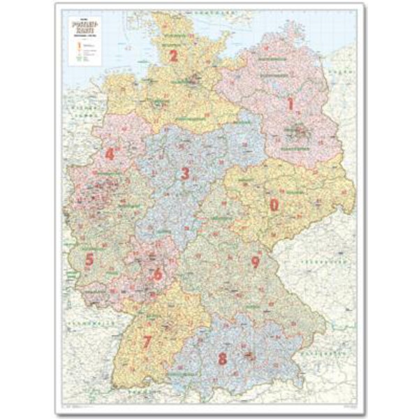 Bacher Verlag Mappa Carta dei codici postali di tutta la Germania, grande