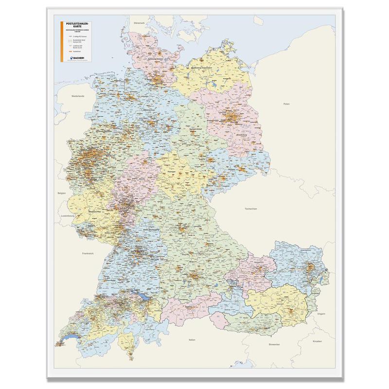 Bacher Verlag Mappa Regionale Carta con i Codici di Avviamento Postale D/A/CH 1:800.000