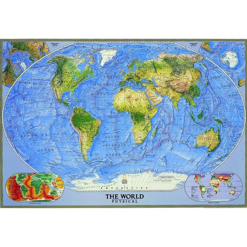National Geographic Mappa del Mondo Planisfero fisico grande