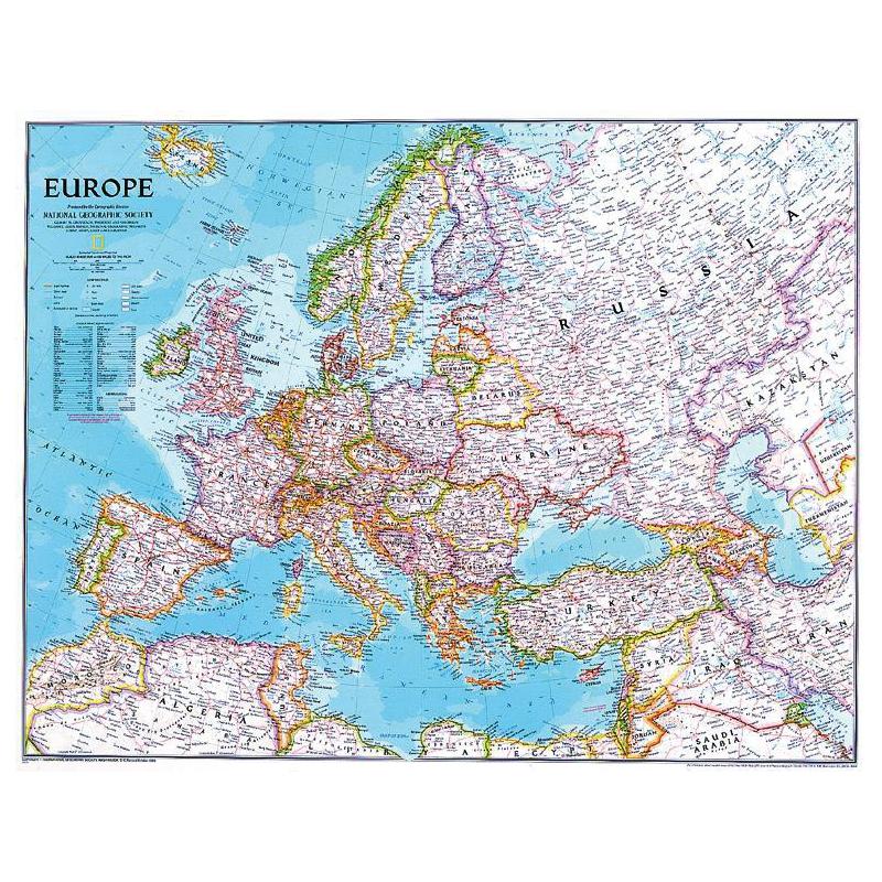 National Geographic Carta continentale Europa politica