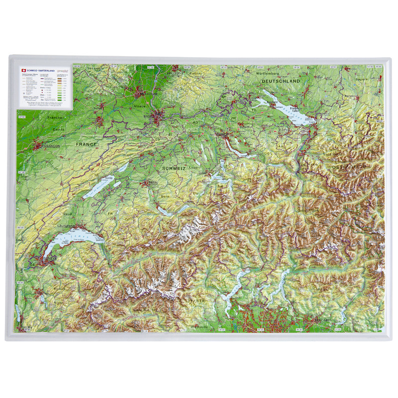 Georelief Mappa Svizzera, carta in rilievo piccola (in tedesco)