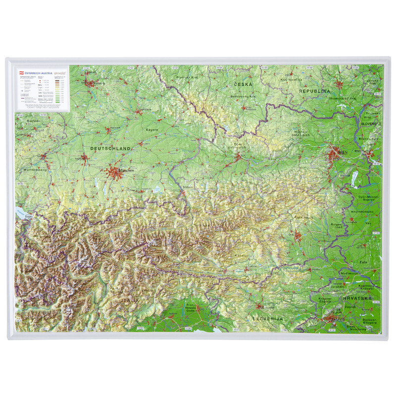 Georelief Mappa Austria, carta in rilievo piccola (in tedesco)