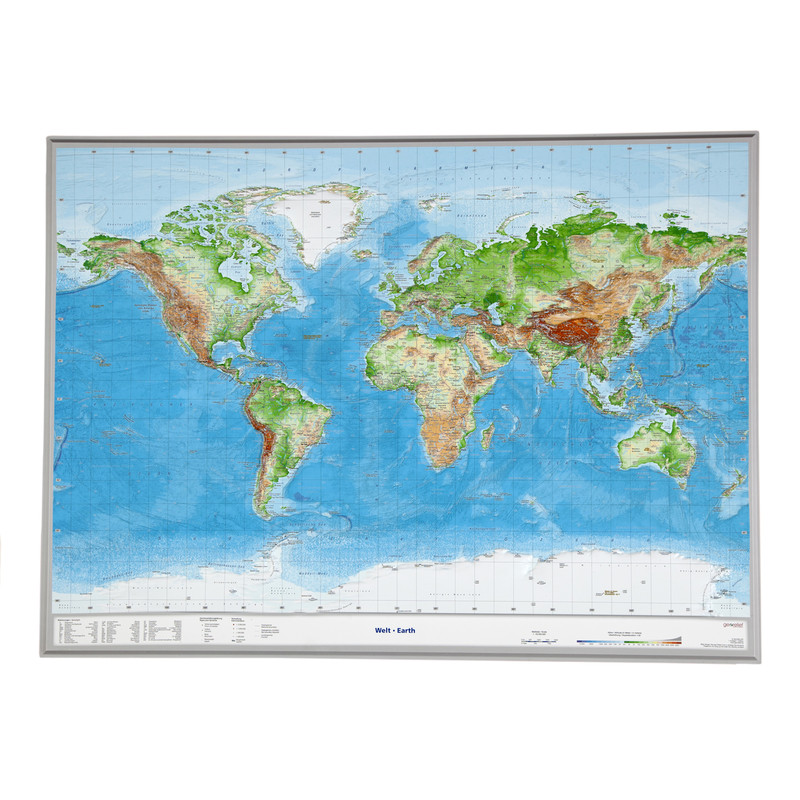 Georelief Mappa del Mondo Planisfero in rilievo, grande (in tedesco)