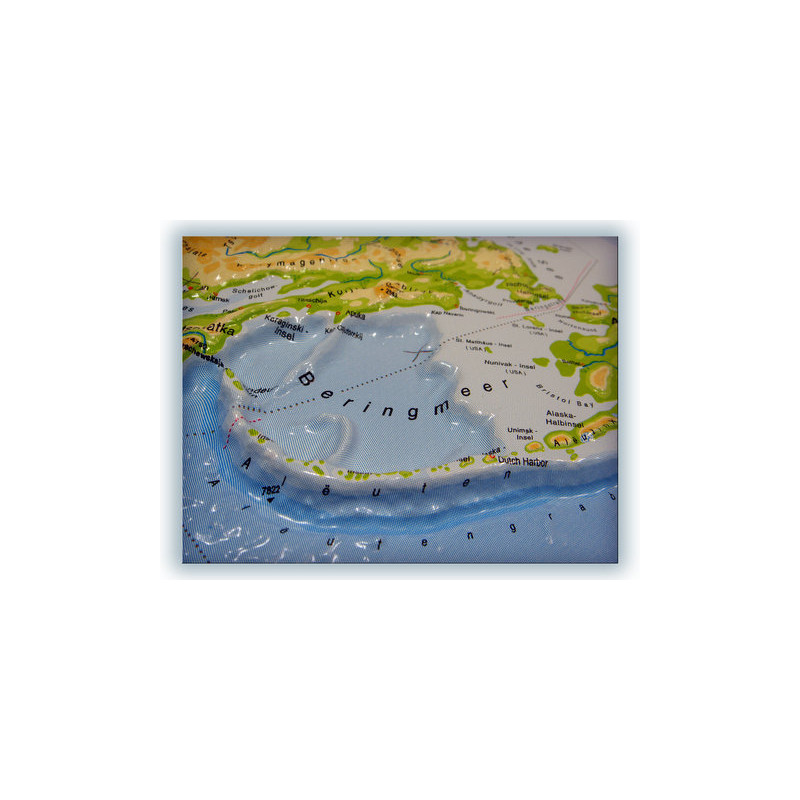 geo-institut Mappa del Mondo Planisfero, carta fisica in rilievo Silver line, svedese