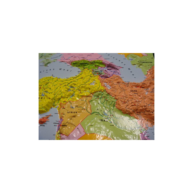 geo-institut Mappa del Mondo Planisfero, carta politica in rilievo (in tedesco)