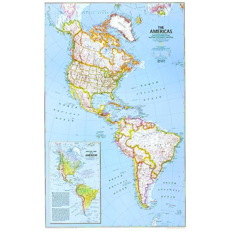 National Geographic Carta continentale Nord e Sud America, politica