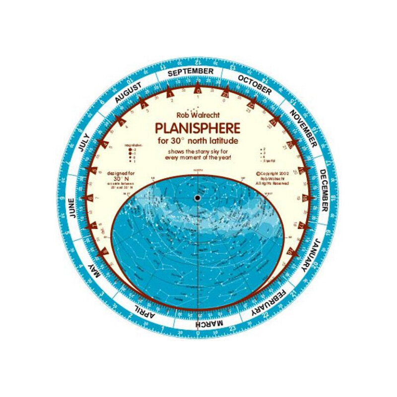 Rob Walrecht Carta Stellare Planisphere 30°N 25cm