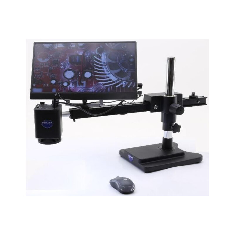 Optika Microscopio IS-4K2, zoom opt. 1x-18x, Autofocus, 8 MP, 4K Ultra HD, overhanging stand, 15.6" screen