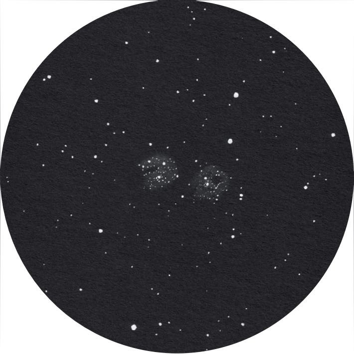 Illustrazione di h e χ Persei con un binocolo
20×125. Uwe Glahn