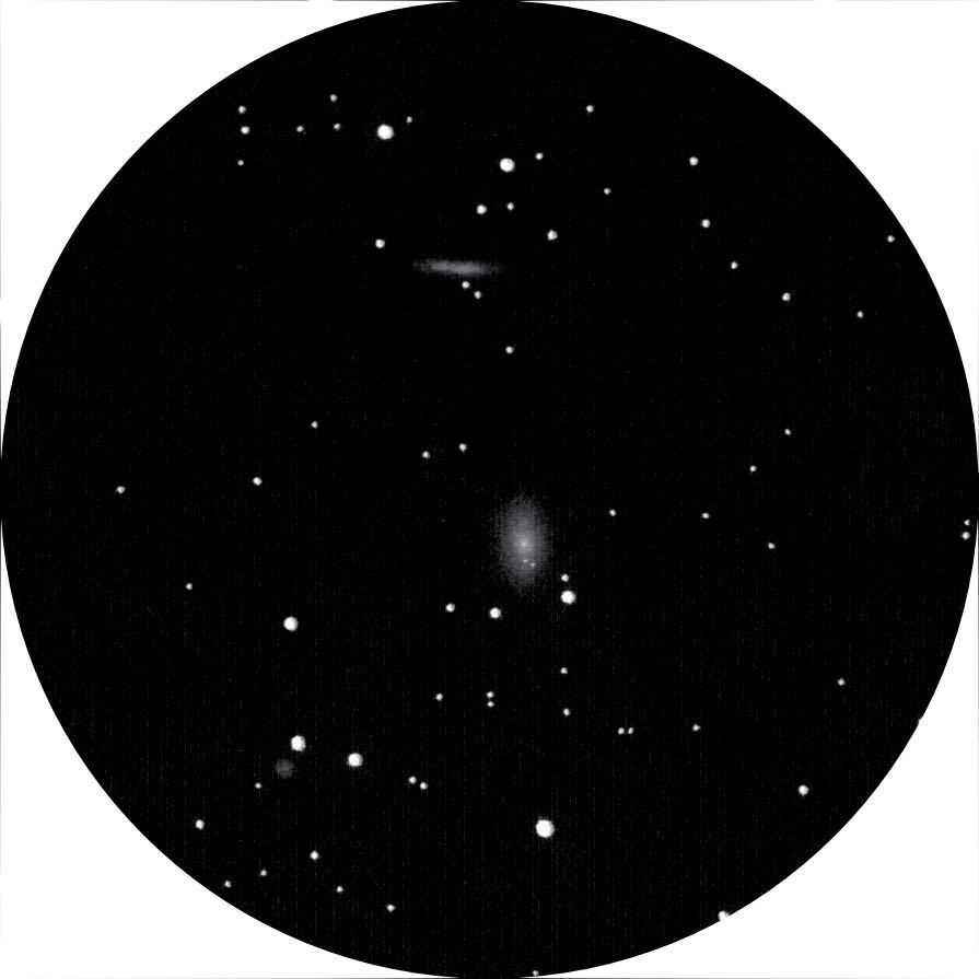 Illustrazione di M81 e M82 con un Dobson da 4 pollici e ingrandimento 16x. Peter Kiss