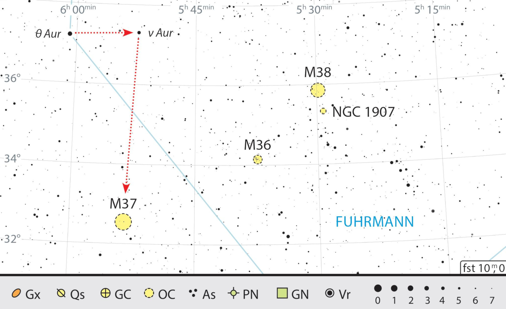 Mappa celeste di M37. J. Scholten