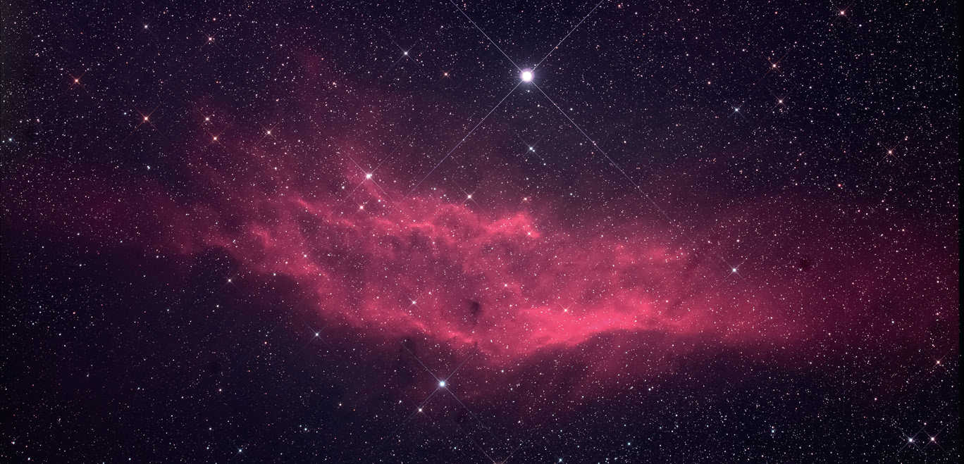 La nebulosa California (NGC 1499). Somma di 12 immagini con un tempo di esposizione di 300 secondi ciascuno (ISO 2400; esposizione totale: 60 minuti). Altri dati come nell’immagine 1. U. Dittler