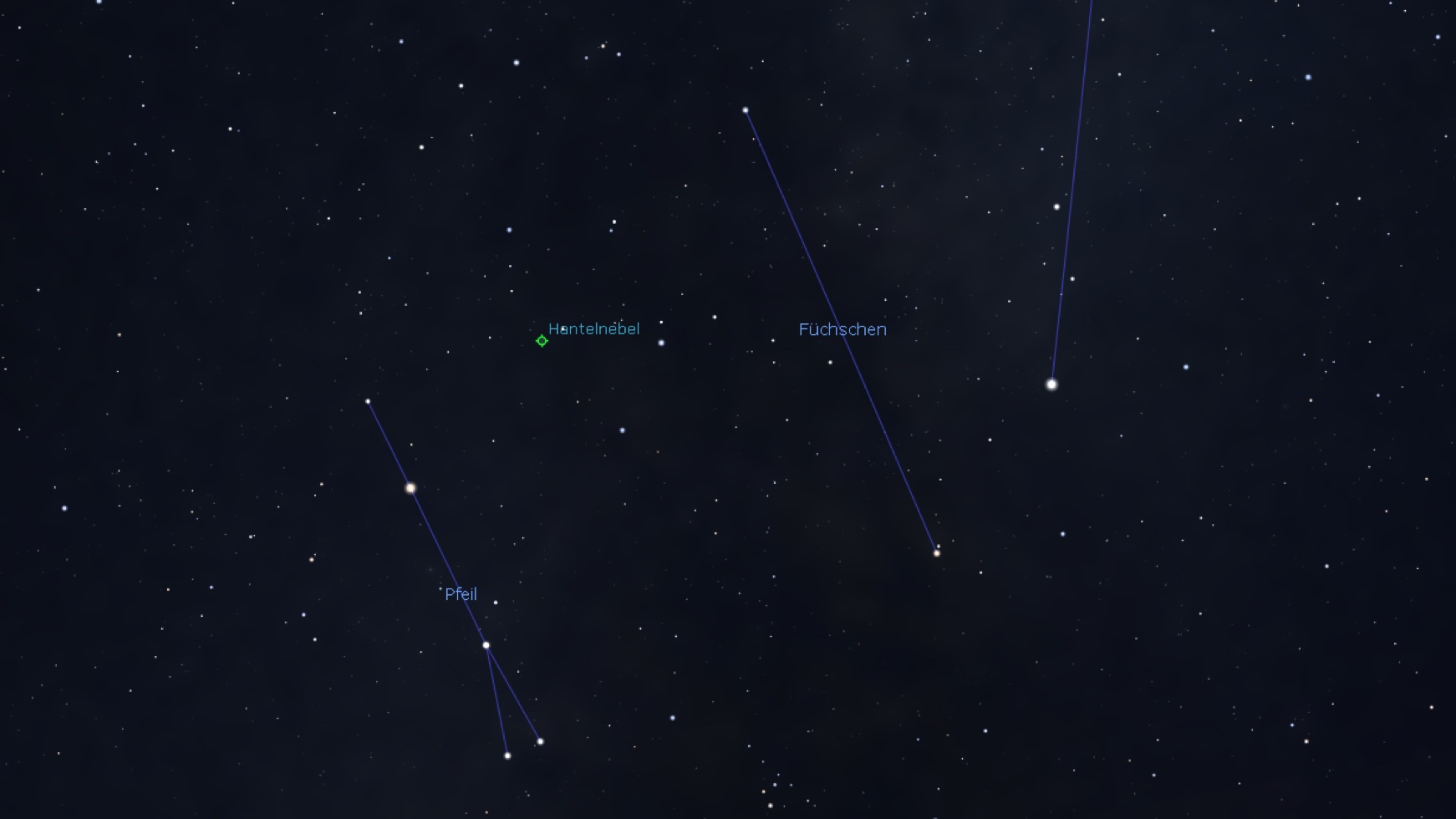 Mappa celeste per la nebulosa Manubrio, Stellarium