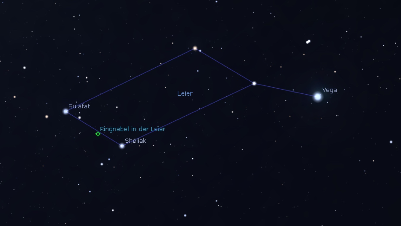 Mappa celeste per la nebulosa Anello, Stellarium
