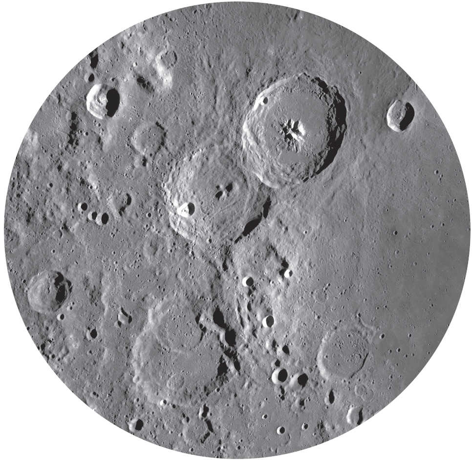 Il terzetto più vistoso mostra molti dettagli anche con un telescopio piccolo. NASA/GSFC/Arizona State University