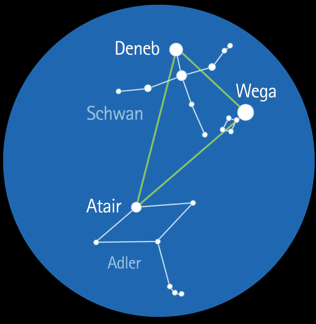 In estate è ben visibile il Triangolo Estivo. L. Spix