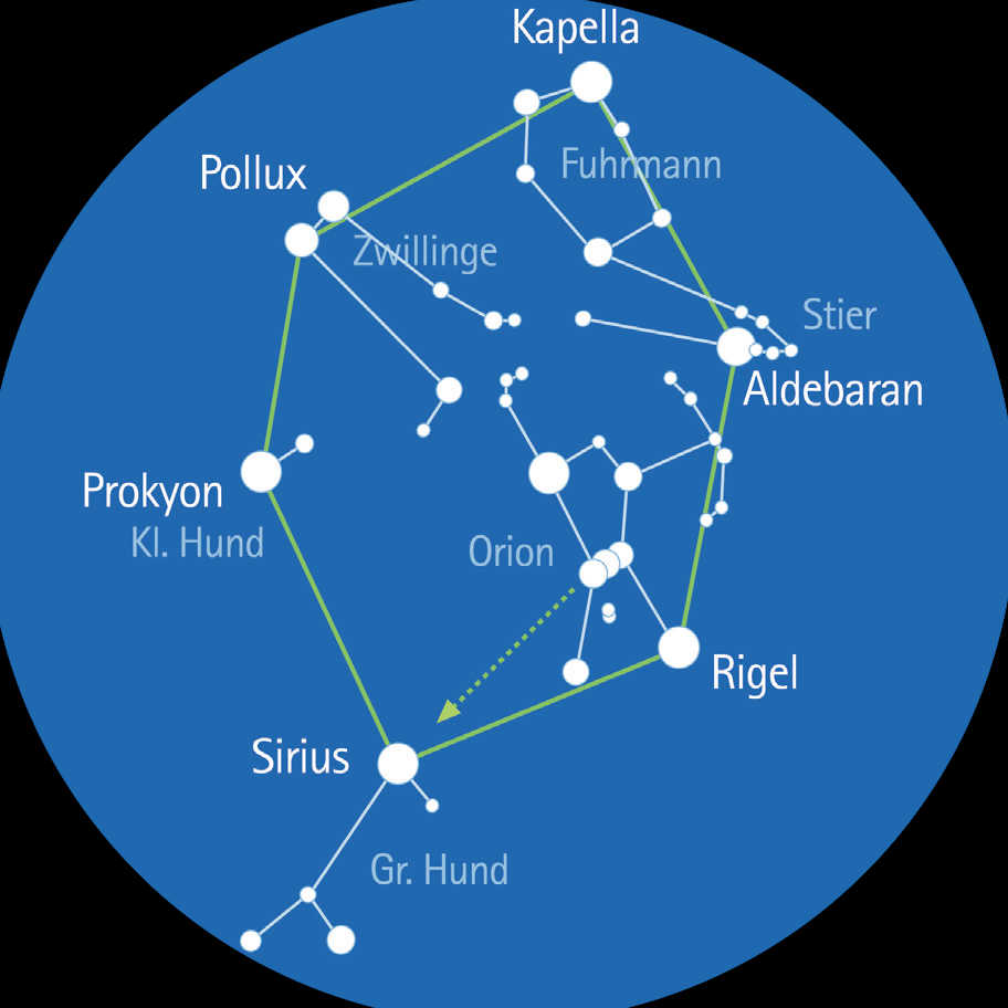 L'Esagono Invernale è il più grande asterismo del cielo boreale. L. Spix