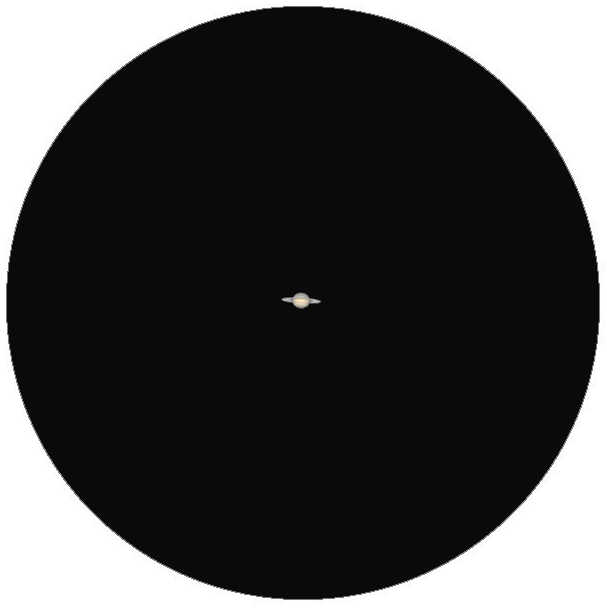 Immagine: Saturno appare relativamente piccolo al telescopio, qui per esempio con un'apertura di 60 mm e un ingrandimento di 60x. L. Spix