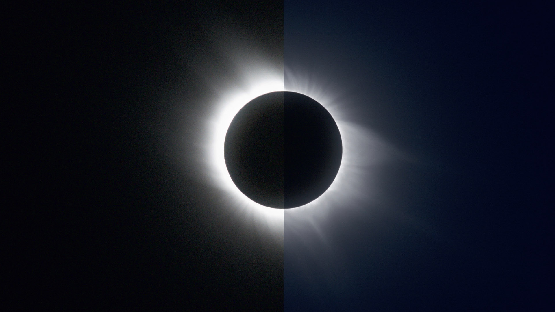 Due immagini
dell'eclissi solare totale del
2006: a sinistra
una esposizione singola con 
tempo di esposizione 1/8s
e a destra
una composizione HDR da
immagini con tempo di esposizione 
da 1/8s a 1/1000s. M.Weigand