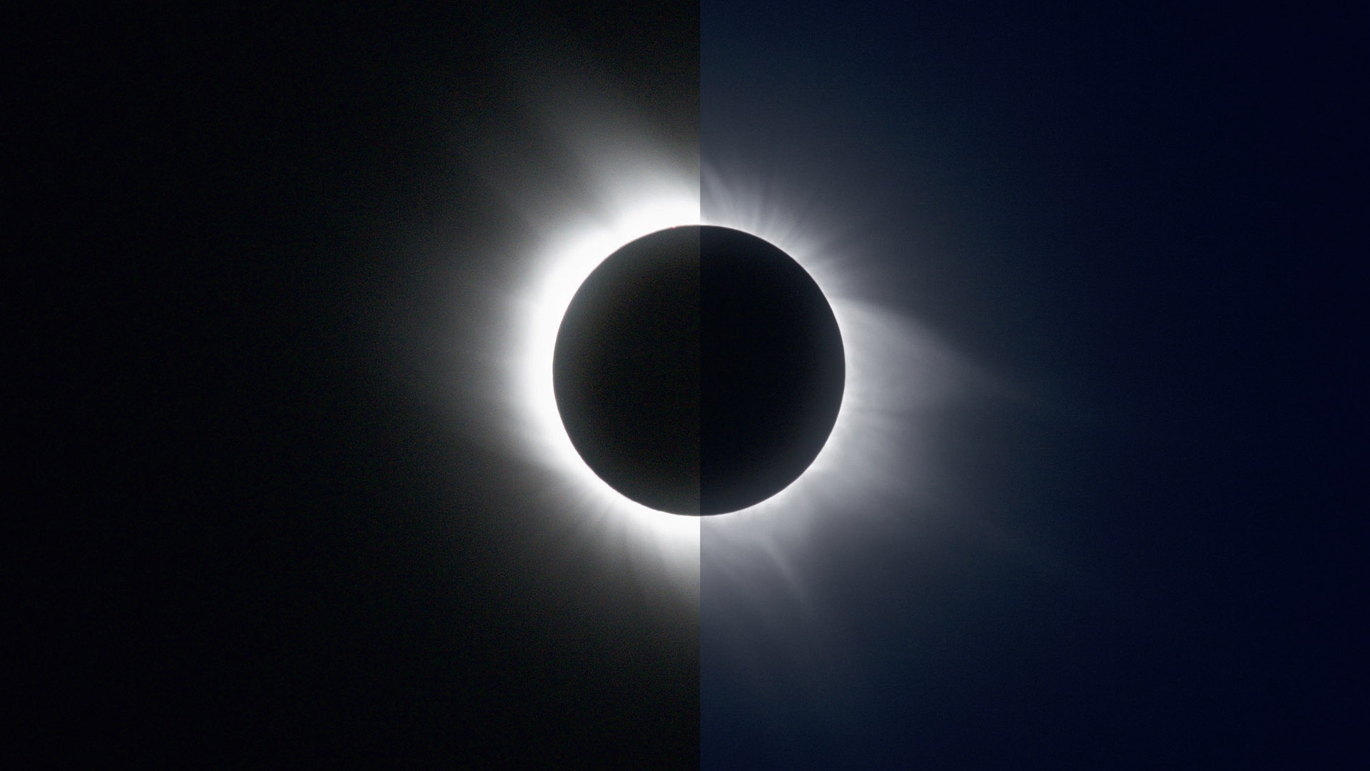 Due immagini
dell'eclissi solare totale del
2006: a sinistra
una esposizione singola con
tempo di esposizione 1/8s
e a destra
una composizione HDR da
immagini con tempo di esposizione
da 1/8s a 1/1000s. M.Weigand