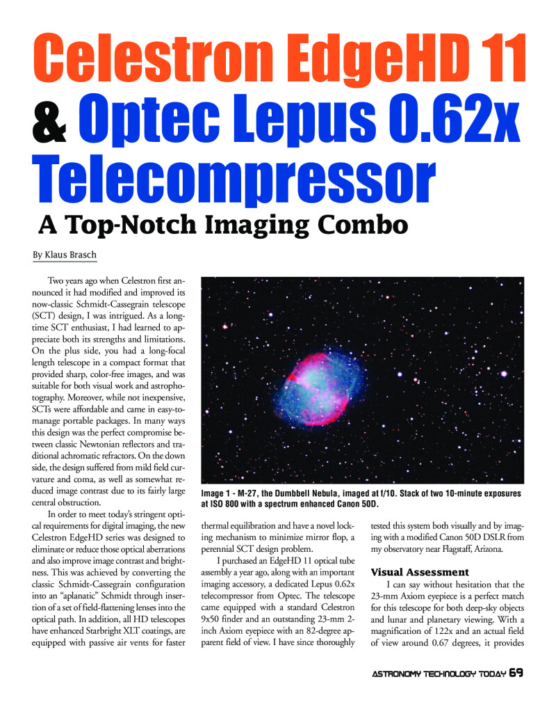 Celestron Edge HD 11 e il riduttore Optec Lepus 0,62x