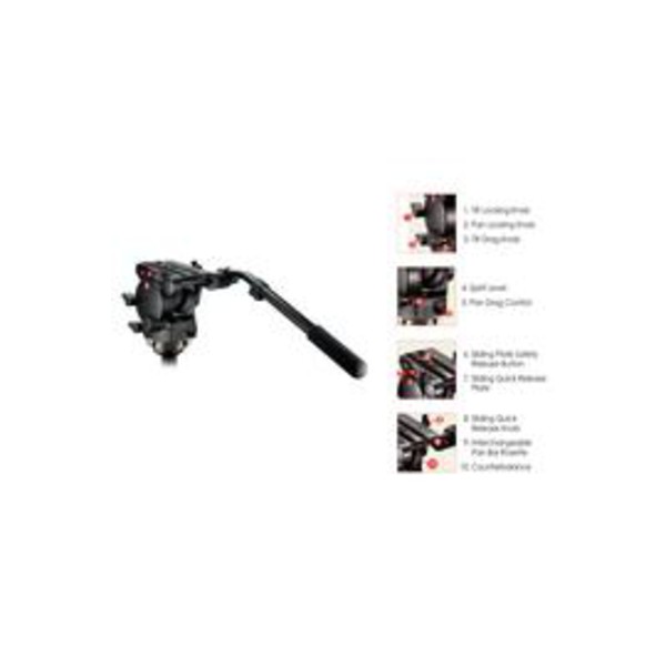 Manfrotto Testa video reclinabile 526 Pro Fluid con semisfera 100mm e 357PLV