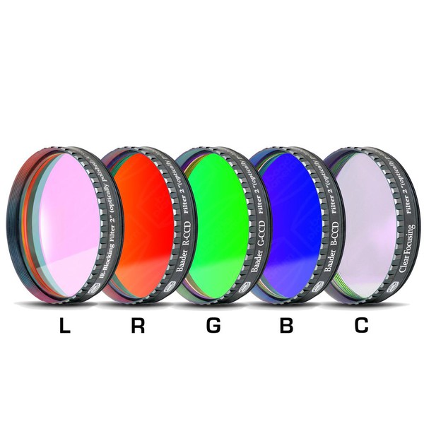 Baader Set filtri LRGBC-CCD 2" con cornice, RGB con vetro chiaro e filtro L anti UV/IR