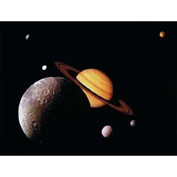 Poster Saturno con 6 Lune