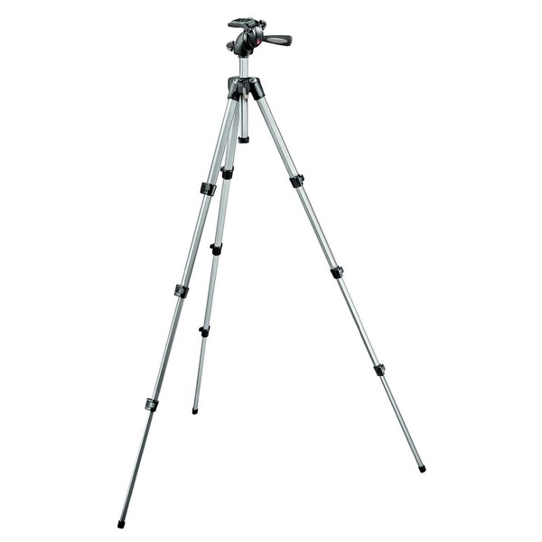 Manfrotto Treppiede Aluminio 394-H kit Maxi treppiedi foto-video con testa inclinabile in tre direzioni