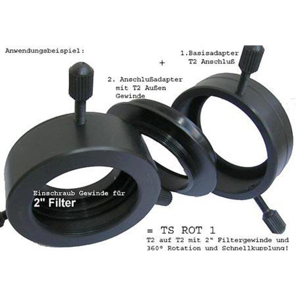TS Optics Rotatore Sistema di rotazione T2 femmina (lato telescopio) su maschio T2 (lato fotocamera)