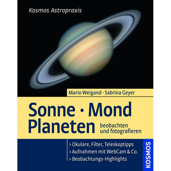Kosmos Verlag Osservare e fotografare Sole, Luna e Pianeti