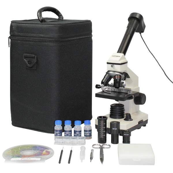 Omegon Microscopio Kit per microscopia, MonoView 1200x, fotocamera, la più venduta introduzione alla microscopia, attrezzatura per la preparazione dei campioni.