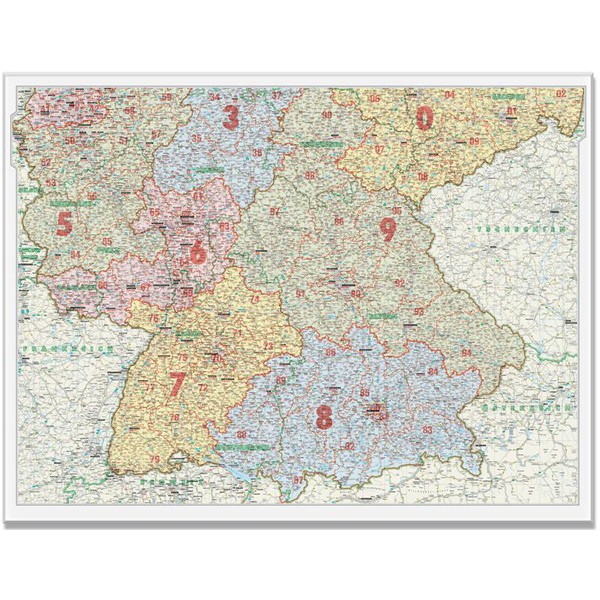 Bacher Verlag Mappa con i codici di avviamento postale della Germania del Sud 1:500.000