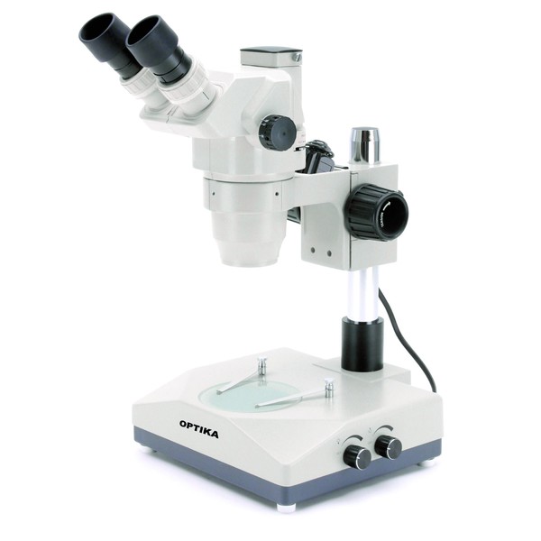 Optika   Microscopio stereo zoom trinoculare SZR-10, colonna, 2 luci