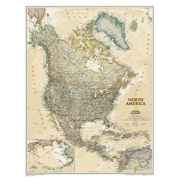 National Geographic Mappa Carta antica del Nord America