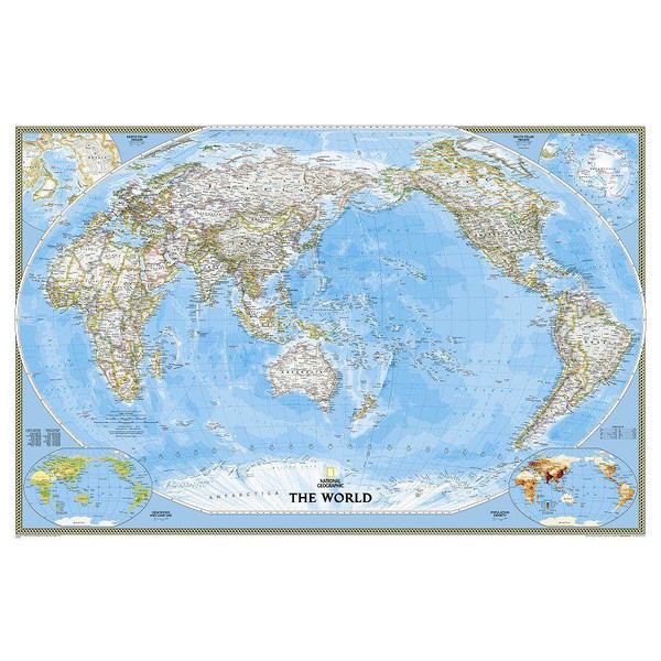 National Geographic Mappa del Mondo Planisfero politico pacifico-centrico