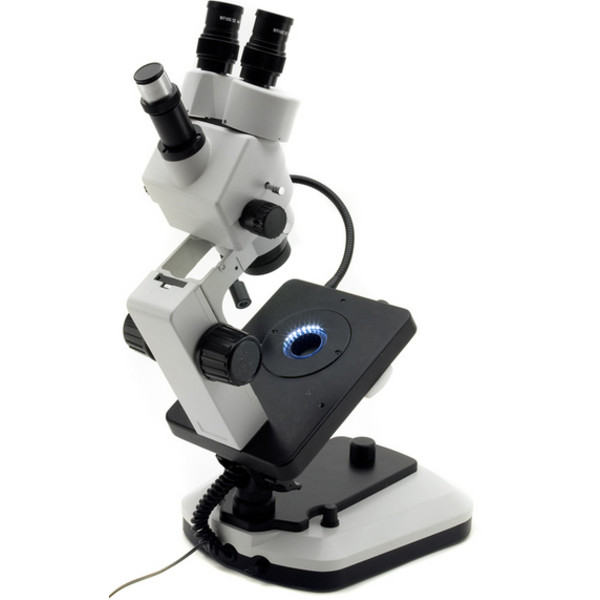 Optika Microscopio stereo trinoculare da gemmologia OPTIGEM-2, stativo snodato