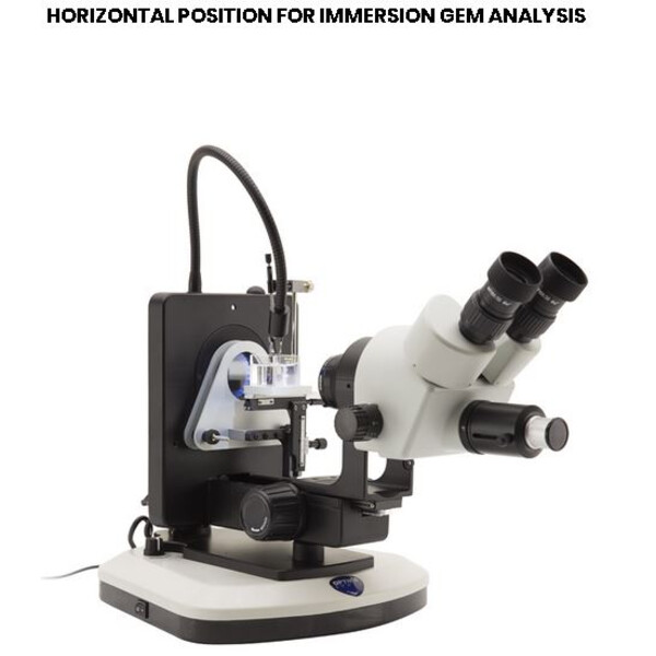 Optika Microscopio stereo trinoculare da gemmologia OPTIGEM-2, stativo snodato