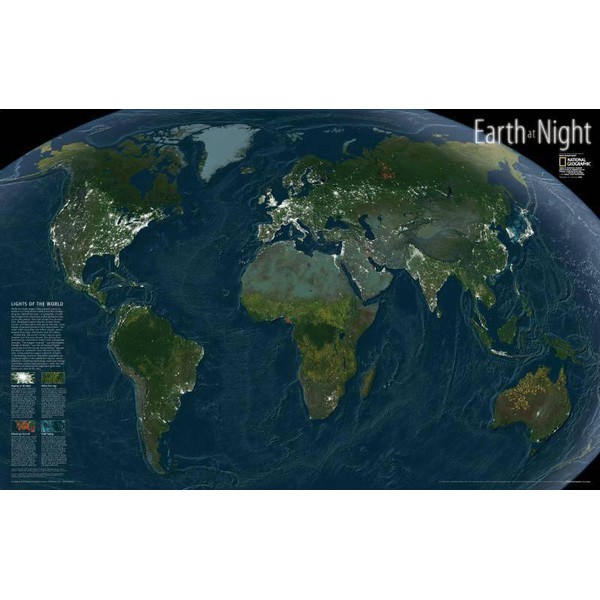 National Geographic La Terra di notte - Mappa da parete