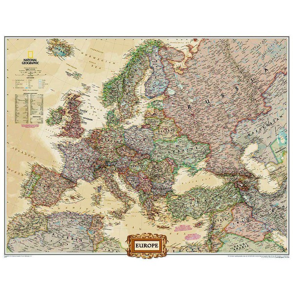 National Geographic Mappa Continentale Carta politica dell'Europa, laminata