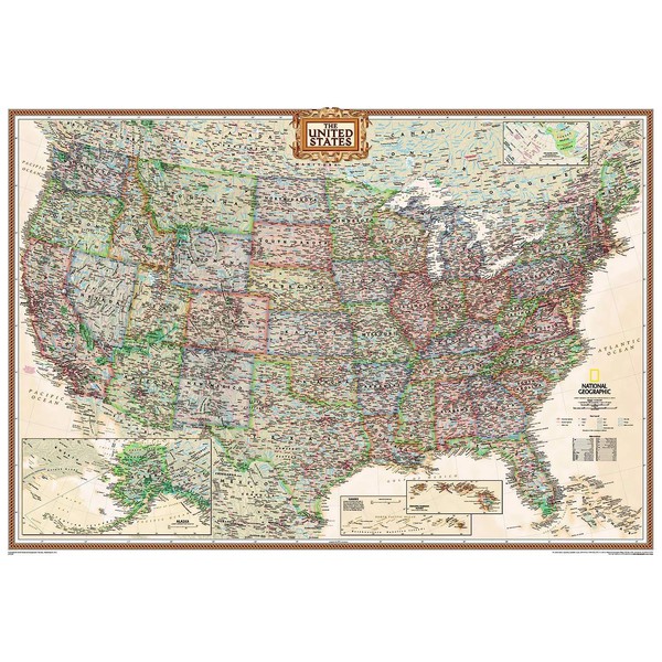 National Geographic Mappa Carta politica degli USA, grande