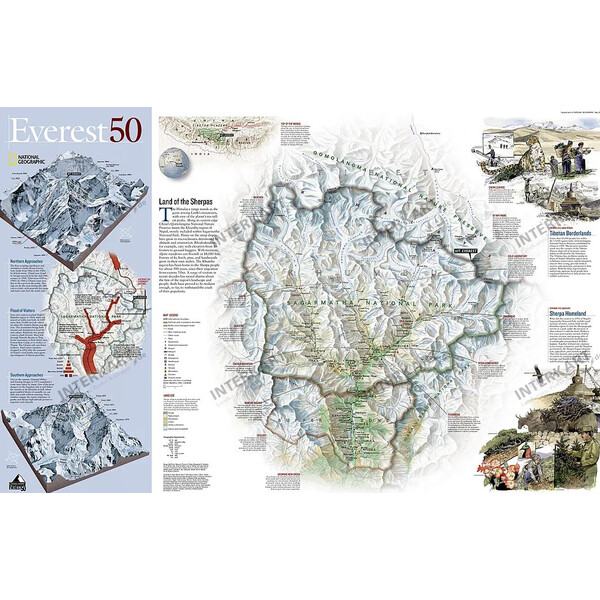 National Geographic Mappa Regionale Monte Everest, 50esimo anniversario - fronte/retro