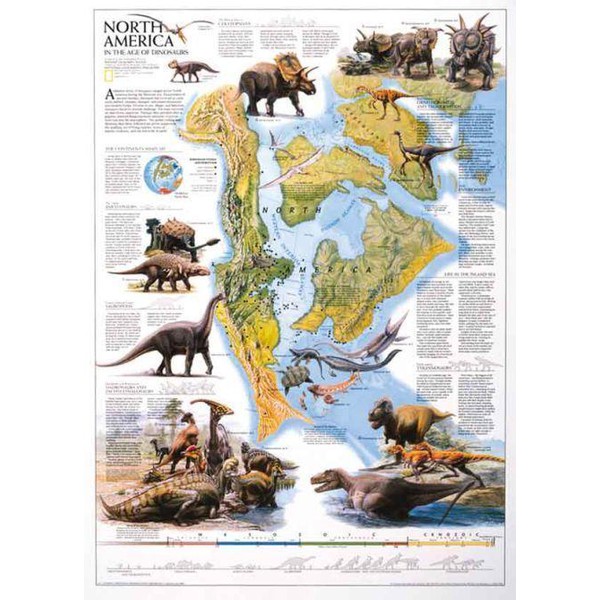 National Geographic Mappa Regionale Dinosauri del Nord America