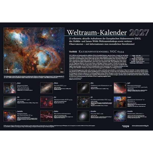 Astronomie-Verlag Calendario Weltraum-Kalender 2027