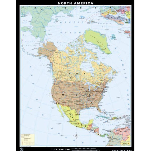 Klett-Perthes Verlag Nord America, fisica / politica (in carta) fronte/retro