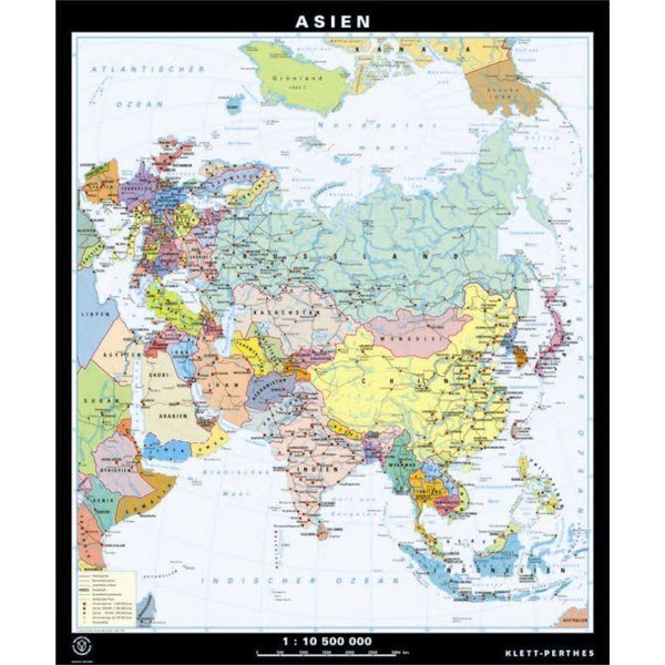Klett-Perthes Verlag Mappa Continentale Asia, fisica / politica (lavabile) fronte/retro