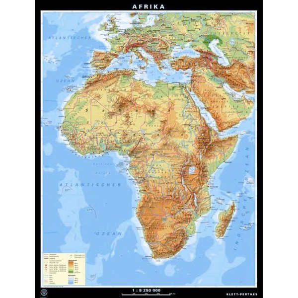 Klett-Perthes Verlag Mappa Continentale Africa, fisica / politica (in carta) fronte/retro
