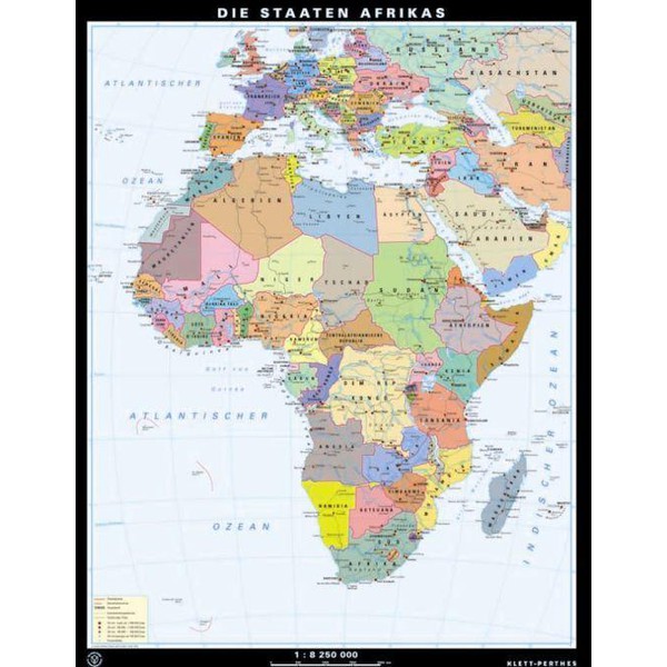 Klett-Perthes Verlag Mappa Continentale Africa, fisica / politica (in carta) fronte/retro